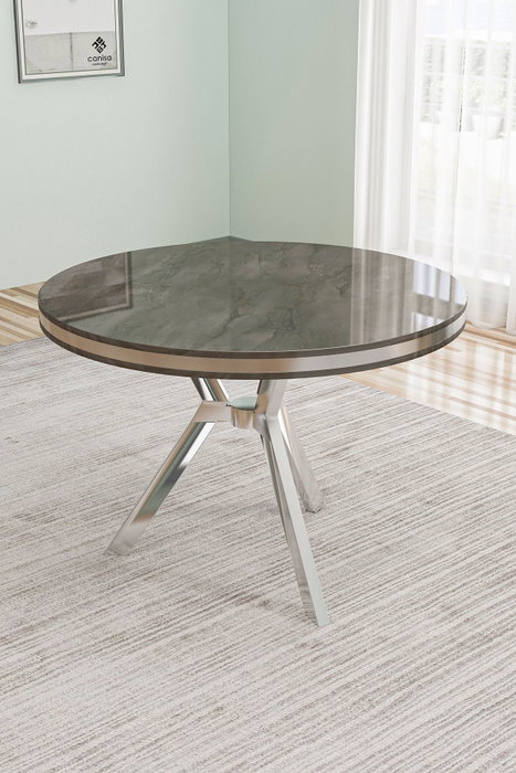 Hanah Home Mesa de Comedor Antracita y Cromo Hanah Home Mesa de Comedor Antracita y Cromo